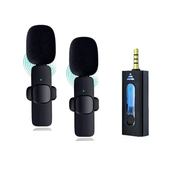 K35 Dual Mic Wireless Microphone For Smartphone, DSLR, Laptop, MacBook